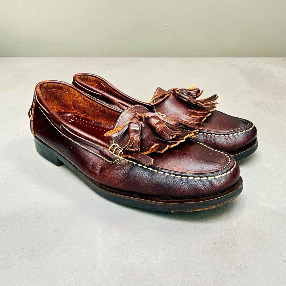Vintage Nunn Bush 85467 Mens 9.5M Burgundy Leather Kiltie Tassel Loafers Brazil